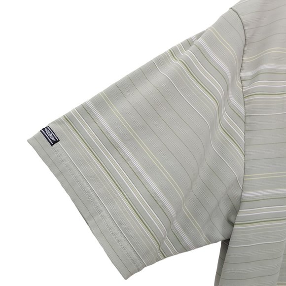 Straight Down Golf Polo Shirt 1/4 Button Striped Slits Green Mens Size XL - Picture 5 of 10